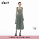 DZZIT地素連衣裙春秋花布設計愛(ài)心滿(mǎn)印裙子女 綠色 S