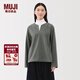 MUJI女式 橫豎彈力起毛套頭長(cháng)袖罩衫t恤上衣25年冬季女裝BC2ORC5A 灰色 M (160/84A)