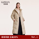 歌莉婭 冬季新品  抽繩調節長(cháng)款羽絨服鵝絨服  1BCC8D890 43W米駝 L