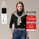 哈吉斯（HAZZYS）女裝【倫敦時(shí)裝周同款】秋冬款打底衫女半高領(lǐng)長(cháng)T恤ABTSE0BCE10 黑色BK M (160/84A 38)