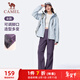 駱駝（CAMEL）加絨傘兵女褲寬松直筒戶(hù)外防潑水運動(dòng)褲 J25CA6L6017 葡萄紫 S