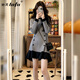 她芙（tafu）品牌女裝針織連衣裙女2026春秋新款法式復古小個(gè)子修身顯瘦短裙子 灰色 M