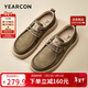 意爾康男鞋復古工裝休閑皮鞋軟底舒適袋鼠鞋 59102W 淺咖    42   