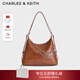 CHARLES&KEITH26春新品大容量鏈條單肩托特包雙肩包CK2-40782798 Distressed Tan復古鞣褐 L