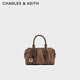 CHARLES&KEITH25冬新品復古絨面小方包波士頓包新年禮物送女友CK2-30671820-1 Mocha Brown摩卡棕 S