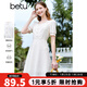 百圖betu女裝夏季新款連衣裙方領(lǐng)蕾絲面料裙子X(jué)型連衣裙女2303D04 米白 L