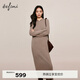 伊芙麗（eifini）蔣欣代言戴帽百搭可機洗羊毛連衣裙冬裝新款氣質(zhì)高級感茶歇裙子 原絨咖 S 155/80A