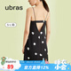 ubras【特賣(mài)】梔子花帶杯吊帶裙透氣流光睡裙免穿文胸睡衣女 黑色 M