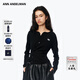 ANN ANDELMAN【明星同款】修身長(cháng)袖T恤設計感堆褶針織不規則開(kāi)衫 黑色 XS