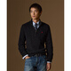 Polo Ralph Lauren 拉夫勞倫 男裝 經(jīng)典款絞花編結棉四分之一拉鏈針織衫RL14028 001-黑色 M