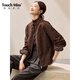 塔馳密司（touchmiss）2025秋季立領(lǐng)正肩復古潮流短款長(cháng)袖休閑通勤外套 摩卡咖棕 L