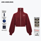 ANN ANDELMAN【新年系列】粗針高領(lǐng)毛織外套短款立領(lǐng)拉鏈針織毛衣 酒紅色 S