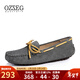 OZZEG澳洲豆豆鞋女春夏季真皮透氣休閑單鞋平底防滑孕婦鞋軟底一腳蹬懶 灰色 37
