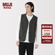 MUJI男式 抓絨 背心男士男款馬甲坎肩馬夾25年冬季男裝 AB1PHA5A 炭灰色 S (165/84A)