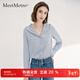 MeetMetro瑪依爾撞色條紋連帽襯衫女2025春新款休閑寬松襯衣外套 條紋【現貨閃電發(fā)】 S