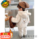 G.duck小黃鴨女童套裝 秋冬裝0-3歲小孩衣服加絨加厚幼童一歲半兩件套 米白色 100 偏小一碼     建議身高80穿