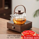 尚言坊胡桃木電陶爐煮茶器玻璃燒水壺白茶黑茶煮茶壺小型電熱茶爐套裝 B【1300W】大方爐+平光月籠壺