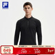 FILA 斐樂(lè )官方男子針織長(cháng)袖衫2025冬季健身運動(dòng)加絨半拉鏈長(cháng)T