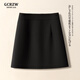 GCRZW高級感高腰咖色毛呢半身裙女秋冬季2025新款小個(gè)子a字裙包臀短裙 黑色-西裝料 【輕奢高檔款】 L /28 建議105-115斤