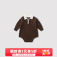 巴厘小豬（BALIPIG）嬰兒針織包屁衣立領(lǐng)三角哈衣秋冬季加厚保暖毛線(xiàn)衣純棉寶寶連體衣 咖色 90cm