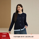 纖莉秀【減齡撞色百搭針織衫】大碼女裝韓系溫柔風(fēng)上衣胖mm秋新款4201 藏藍色 3XL