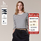 哈吉斯（HAZZYS）女裝 秋季女士純棉條紋寬松長(cháng)袖T恤女ABTSE0CCX02