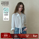 Teenie Weenie小熊女裝天絲棉襯衫秋季領(lǐng)帶氣質(zhì)通勤襯衣 白色 S