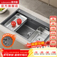 潛水艇（Submarine）不銹鋼水槽 手工臺上大單盆雙階槽中槽荷葉疏水技術(shù)帶下水套餐 【三孔】啞黑大單槽SGP-SD7848B