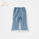 班喜迪女童褲子春秋款2026新款寶寶洋氣休閑長(cháng)褲童裝兒童牛仔喇叭褲春裝