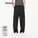 MO&Co.【C+系列】西褲2025秋新品含綿羊毛條紋中腰闊腿褲M(mǎn)BE3PAT007 灰白條色 XS /155