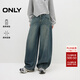 ONLY2025夏季新款做舊中腰長(cháng)褲香蕉闊腿褲牛仔褲女|125332099 J35 510洗水牛仔藍 M M標準褲長(cháng)