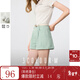 三彩2025秋款純棉牛仔短褲薄荷綠口袋熱褲卷邊休閑M 薄荷綠 S 155/64A