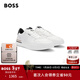 雨果博斯BOSS【情人節禮物】男士經(jīng)典條紋細節皮革運動(dòng)鞋 140-白色 42