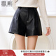 香影劉些寧同款黑色復古港風(fēng)pu皮短褲女2025冬季新款小個(gè)子直筒褲 黑色 M 160/64A/95-110斤