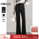 尚都比拉春秋新款休閑褲女通勤高腰顯瘦微喇叭褲氣質(zhì)百搭長(cháng)褲 雅黑色  M 