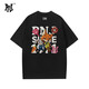 PNJ純棉短袖t恤男女2026春夏季潮流卡通情侶裝寬松學(xué)生半袖上衣 黑色 L 建議125-145斤