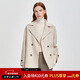 PRICH【100%綿羊毛】冬款平駁翻領(lǐng)雙排扣腰帶短款毛呢大衣 64乳白色 XS 155