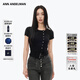 ANN ANDELMAN官方直營(yíng)不對稱(chēng)短袖修身小開(kāi)衫短袖修身毛針織外套女 黑色 S