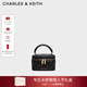 CHARLES&KEITH菱格鏈條手提斜挎小方包盒子包包女包生日新年禮物CK2-80782534 Black黑色 小包
