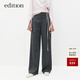 edition西褲女秋新款羊毛精紡深灰色闊腿拖地長(cháng)褲 深灰色 M