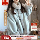 蕓蕁外套女2025新款麂皮絨皮草外套女短款韓版寬松機車(chē)服加厚皮毛一體 灰藍色不含包 M 85-110斤