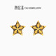 潮宏基電黑星星足金黃金耳釘女電黑潮酷送女友生日禮物計價(jià) 一對約0.85g
