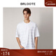 巴魯特（Brloote）短袖T恤男寬松暗條紋時(shí)尚落肩體恤夏裝上衣 白色 180/100A