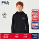 斐樂(lè )FILA兒童童裝上衣2025年冬季新款男大童加絨保暖連帽梭織外套V 深黑-BK 170