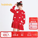 巴拉巴拉女童連衣裙兒童裙子秋裝款新年季中大童荷葉邊保暖拜年服