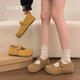 寶人勃肯鞋女款2026年新款春秋季配裙子一腳蹬豆豆鞋單鞋女士瑪麗珍鞋 黃色 36