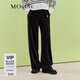 MO&Co.刺繡直筒闊腿休閑長(cháng)褲黑色休閑運動(dòng)褲長(cháng)褲女直筒窄款糯米褲 黑色-第2批 L 170