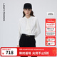朗姿【朗姿Basic衣櫥】設計感荷葉邊上衣女通勤春季新款長(cháng)袖法式襯衫 米白色 M