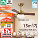 雷士（NVC）風(fēng)扇燈 新中式吊扇燈中古風(fēng) 餐廳客廳高顯指吊燈遙控一級能效省電 薦！似錦3葉/36寸36W全光譜/遙控款