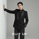 休塔【中式盤(pán)扣】青果領(lǐng)結婚禮服新中式國風(fēng)款訂婚正裝西服套裝中山裝 黑色禮服【上衣+褲子】?jì)杉?L 【50】